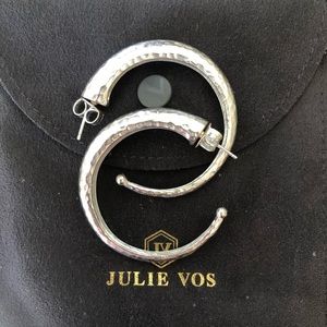Julie Vos silver hammered large hoops